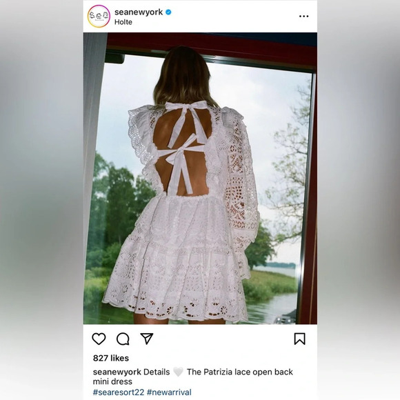 NWT Sea New York Patrizia Lace Open Back Mini Dress in White Size 6 - Picture 13 of 15